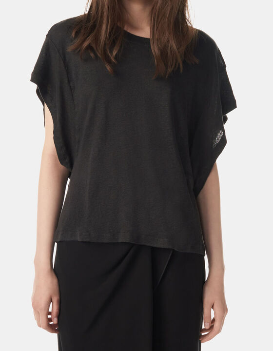OSTER LINEN T-SHIRT WITH ROUND COLLAR